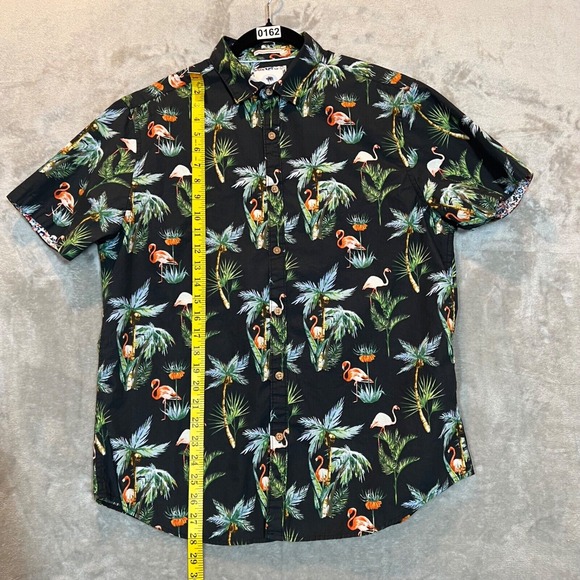Cactus Man Ricky Singh Cotton Shirt Men's Large Black Floral Palm Flamingo Aloha - Picture 3 of 10